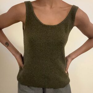 Khaki green color knit tank top